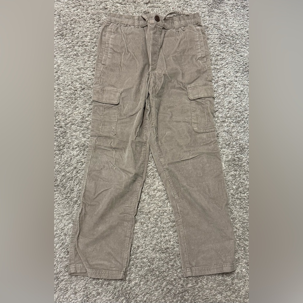 EUC Abercrombie Kids Baggy Cargo Corduroys, Size 13/14, Khaki